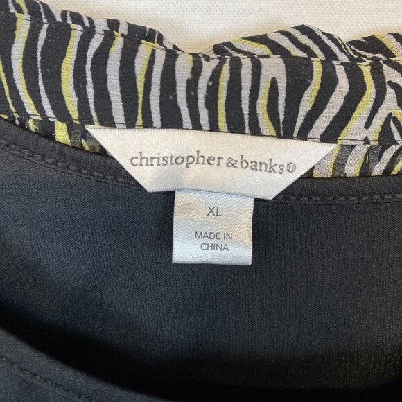 Christopher & Banks Zebra print blouse Womens Extra Large XL black yellow white - Picture 8 of 11